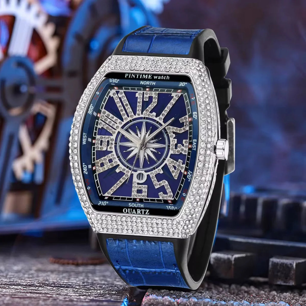 Aura Stellar Edition – Iced-Out Compass Dial Luxury Watch