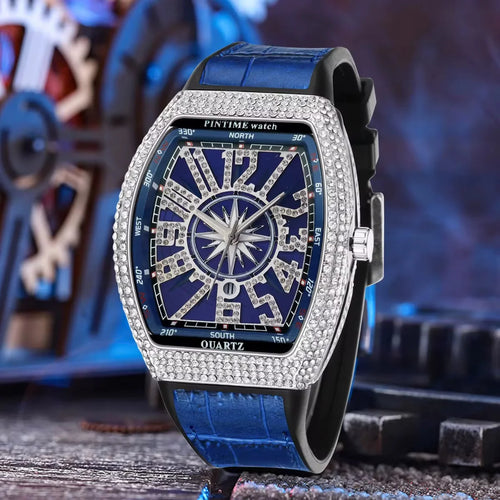 Aura Stellar Edition – Iced-Out Compass Dial Luxury Watch