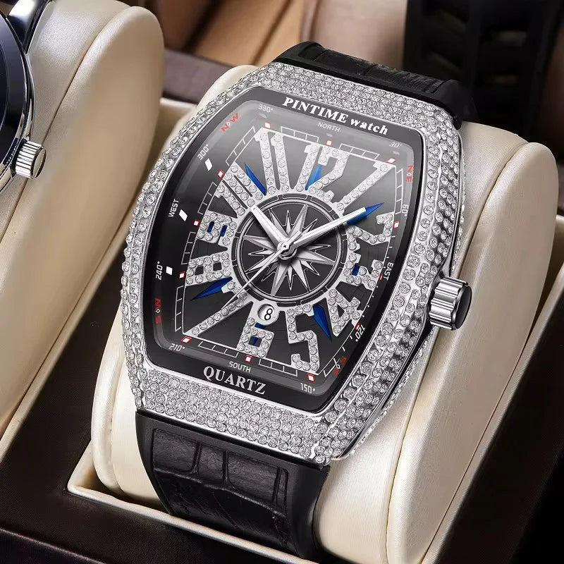 Aura Stellar Edition – Iced-Out Compass Dial Luxury Watch
