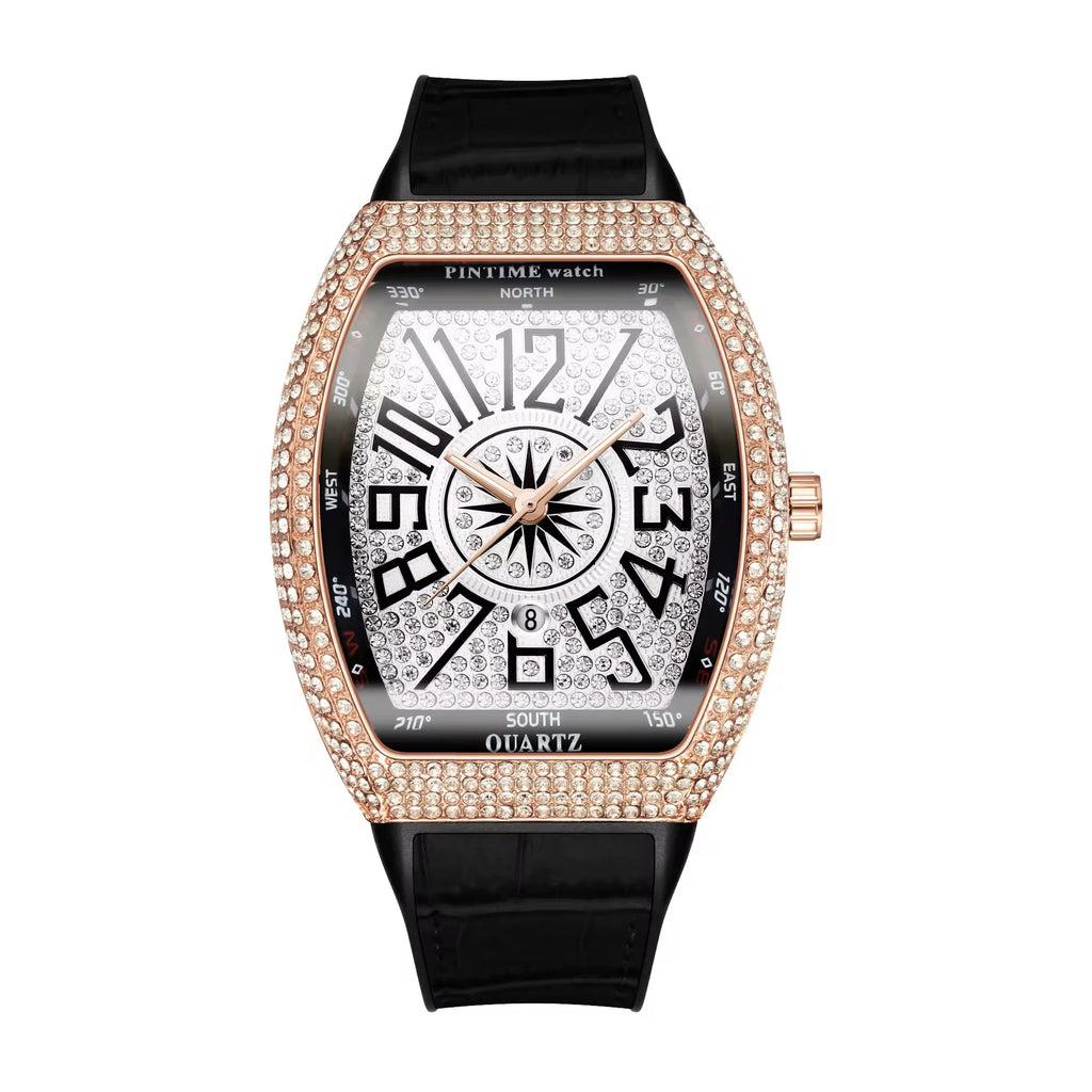 Aura Stellar Edition – Iced-Out Compass Dial Luxury Watch