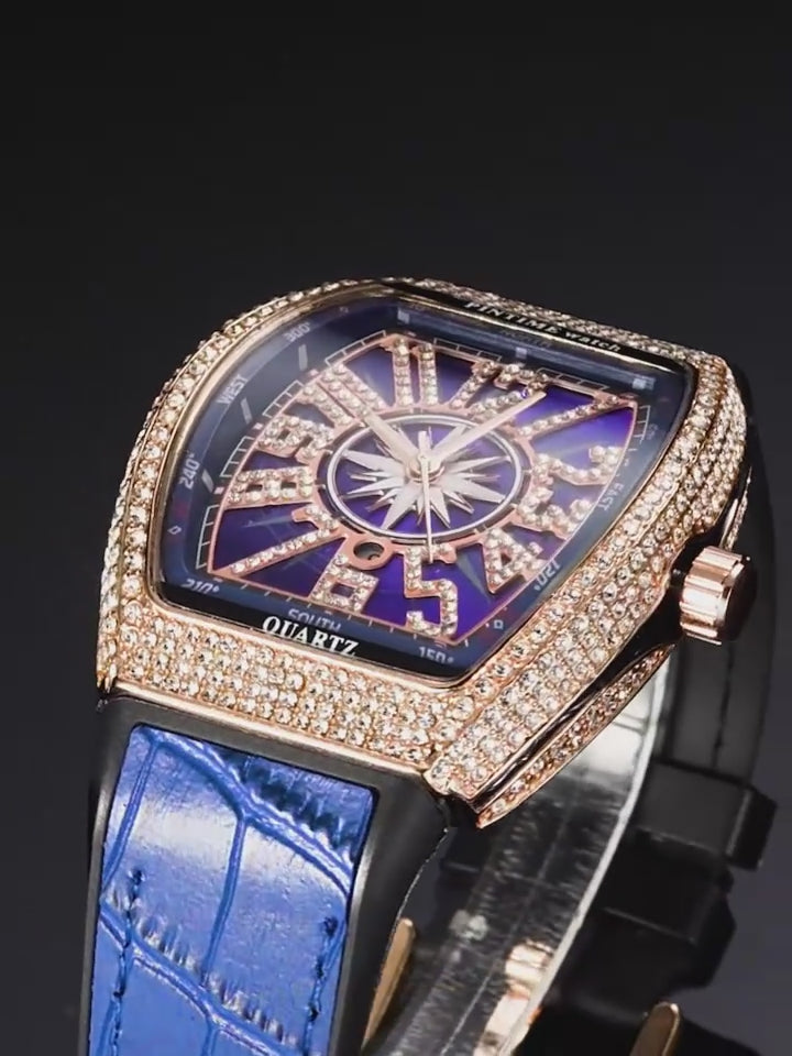 Aura Stellar Edition – Iced-Out Compass Dial Luxury Watch